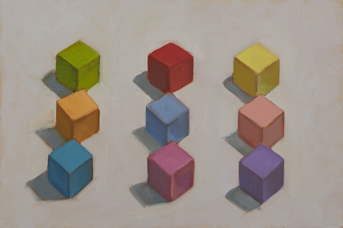 P.Metcalf 'Block Party' # 8 2013  20x30 cm oil:timber Framed